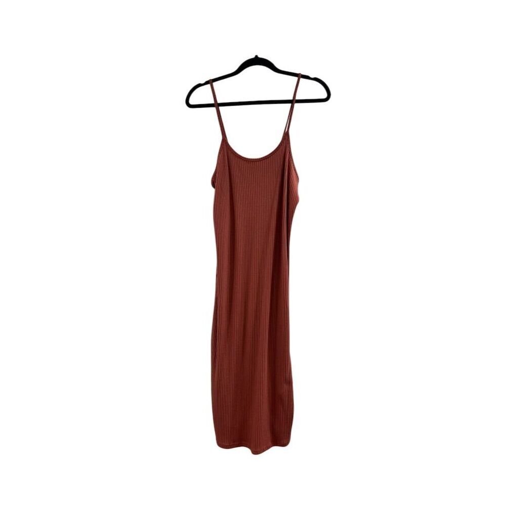 BP. Women's Brown Ribbed Knit Bodycon Midi Dress Size L Casual